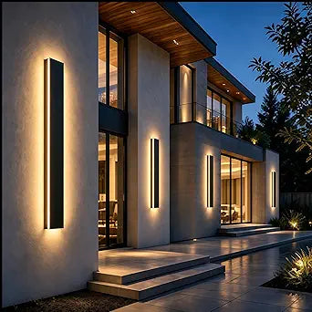 2pcs 39in Modern Outdoor Wall Light, 4.33in Wide Linear Exterior Wall Light, IP65 Waterproof Dimmable Outdoor Sconce, Black Long LED Exterior Lighting Fixture for Garage, Fornt Door, Porch
