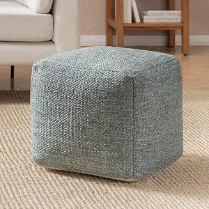 Anji Mountain Pouf Ottoman Foot Rest, Handmade Ottoman Pouf, Comfortable Foot Stool, Decorative Floor Seating for Living Room Decor, Bedroom & Home Dcor Accent - Green
