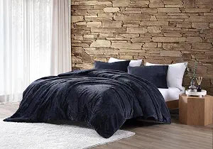 Avondale Manor Lele 3pc Jacquard Plush Comforter Set, Reverse to Enzyme Wash - Queen - Blue