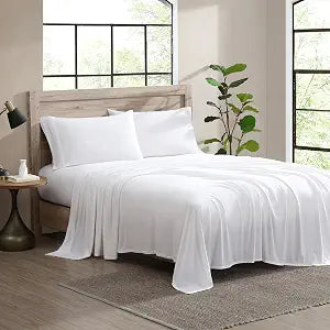 1888 Mills Full 4 Piece Sheet Set, Premium Cotton Tencel Luxury Hotel Bed Sheets for Men & Women ��� Breathable, Cooling, Deep Pockets, Bedding Sheets and Pillowcases, Full, Bright White