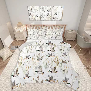 jejeloiu Mallard Duck Comforter Set Twin Size Bedding Set Kids Boys Girls