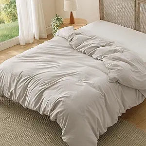 Bedsure Oversized King Duvet Cover Only - Prewashed Cotton-Like Polyester Soft All Season Bedding, Includes 1 Duvet Cover 120x98 Inches with Zipper Closure, Linen, (No Comforter)