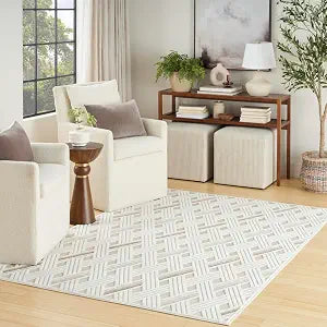 Nourison Home Casual Ivory Beige 3'11" x 5'11" Area Rug Easy Clean, Non Shedding, Bed Room, Living Room, Dining Room, Kitchen (4' x 6')