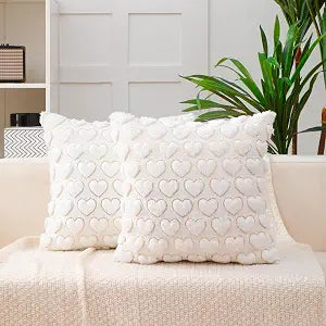 VAKADO Valentines Day Throw Pillow Covers 18x18 Set of 2 White Decorative Love Hearts Lover Square Cushion Cases Couch Home Decor Gift for Sofa