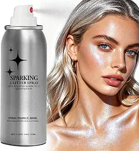 Hair and Body Glitter Spray for Men Women, Long-Lasting Shimmer for Face, Hair &Skin, Quick-Dry Sparkle Mist for Festival, Concert, Prom, Party, Silver, 100ml