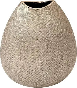 Decorative Table Vase for Home Decor  Modern Ceramic Accent with Glam Metallic Finish, Stylish Centerpiece for Flower Arrangements on Dining Table, Shelf, or Entryway Console Display  11", Silver