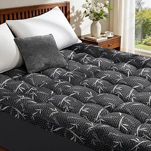 4 Inch Memory Foam Mattress Topper Queen Size - Extra Thick 2000 GSM Pillow Top Mattress Topper Body-Contouring Support for Back Pain,Breathable Cover with 6"-18" Deep Pocket (Black,60"x80")