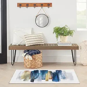 Nourison Home Washables Blue Multicolor 3' x 5' Area Rug - Easy Clean, Non Shedding, Bed Room, Living Room, Dining Room, Kitchen (3' x 5')