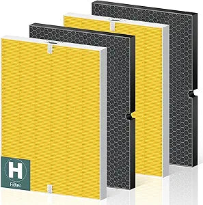 116130 Pet Care Replacement Filter H for Winix 5500-2 AM80 Plasmawave Air Purifier, High Efficiency Filter and Activated Carbon Filter Combo Pack, 2 Set, Yellow