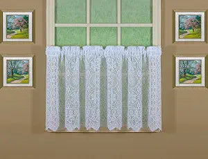 Today's Curtain Hopewell Premium Lace Tier 24", White, 58W x 24L