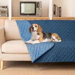 gogobunny 100% Double Sided Waterproof Dog Blanket Soft Pet Bed Cover Reversible Protect Furniture Couch Sofa Car for Puppy Cat Kids (Dark Blue/Light Blue, 68x82 Inch (Pack of 1))
