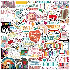 60PCS Teacher Award Stickers,Waterproof Stickers Teacher Appreciation Gift Decals Laptop Inspirational Quotes Stickers for Water Bottle Scrapbook Journal(Colours-A3)