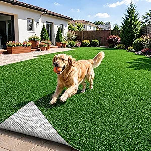 Artificial Grass Turf Rug 5x8 FT Outdoor Indoor Fake Grass Carpet Realistic Grass Turf Faux Lawn Pet-Friendly Area Rug Green Grass Rug Ideal for Patio, Balcony, Garden, Backyard, Photo Shoot Backdrop