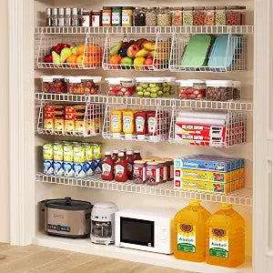 3-Pack Under Shelf Hanging Baskets Space-Saving Pantry Shelf Organizer