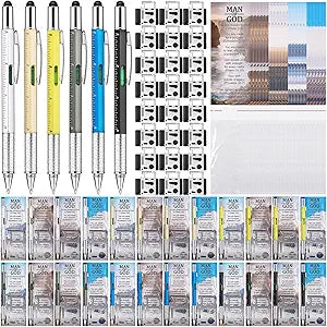 24 Sets 6 in 1 Multi Tool Pen Credit Card Tool Father Day Man of God Gift Christian Church Gifts for Men Bulk Bible Verse Bookmarks Screwdriver Pen Multi Tool Pens for Christian Father Coworker