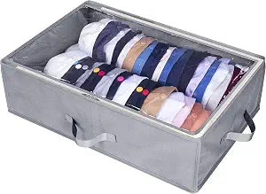AOODA Large Hat Storage Box for Baseball Caps, Holds Up to 50 Caps Wide Hat Organizer for Closet with Cardboard, Under Bed Snapback Holder, Grey