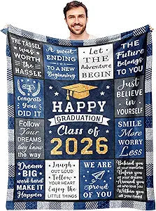 Graduation Gifts Blanket 60X50, Graduation Decorations Class of 2026, College/Masters Degree/High School Graduation Gift for Him Men Male