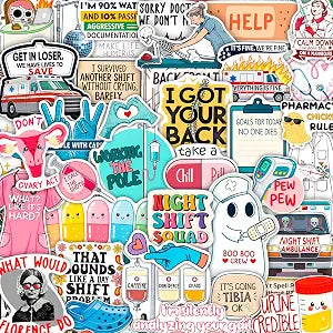 100Pcs Funny Healthcare Stickers and Decals for Water Bottle, Laptop - Funny Healthcare Gifts, Party Supplies & Dacorations - Medical, Nurse, Doctor Stickers Waterproof - Gift for Women & Men