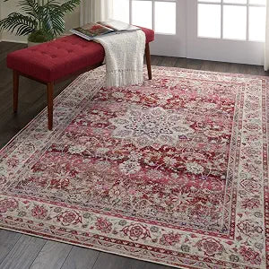 Nourison Home Vintage Kashan Vintage Red 2' x 6' Area Rug, Easy Cleaning, Non Shedding, Bed Room, Living Room, Dining Room, Kitchen (2x6)