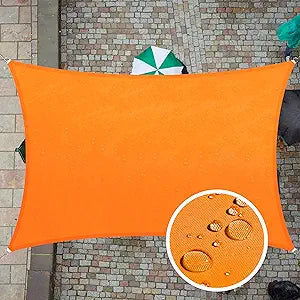 ColourTree 7' x 12' Orange Rectangle Waterproof Sun Shade Sail UPF50 Canopy Awning Shelter Fabric, 95% UV Blockage & Water Resistant, Outdoor Patio Garden Carport (We Make Custom Size)