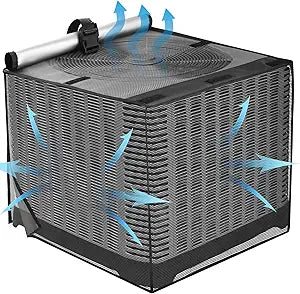 Air Conditioner Covers for Outside, Breathable Full Mesh With Waterproof Top Air Conditioner Cover for All Seasons, AC Unit Cover Protect from Cotttonwood Fluff, Leaves, Debris, 30x30x32 Inch-Black