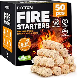 50 pcs Fire Starter - Natural Fire Starters for Campfires, Fire Pit, Pizza Oven, Fireplace, Smoker, BBQ, Pellet Stove & Wood - Fire Starters for Grill, Charcoal Starter