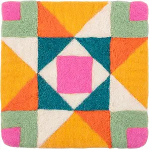 Karma, Felt Colorful Trivet, Heat-Resistant Kitchen Pad, Soft Sturdy Surface Protector for Hot Pots and Pans, Quilt Blocks