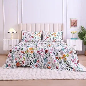YIYEA Queen Floral Cotton Sheet Set, 100% Cotton, 16" Deep Pocket, 4-Piece