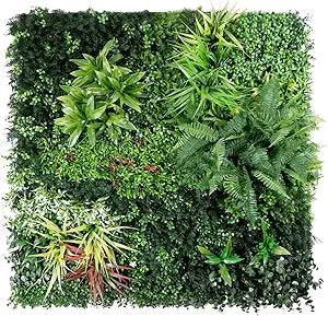 Artificial Plant Wall Panels, 40"x 40" Greenery Boxwood Panels with UV Protection, Faux Grass Ivy Privacy Screen Fence, Grass Wall Backdrop for Indoor Outdoor Garden Backyard Decor