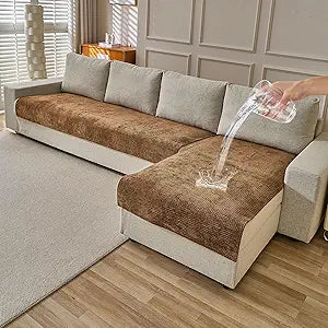 HAOMAIJIA Pet Couch Covers for Sofa Waterproof Couch Cover for Dogs Chenille Non Slip Sofa Covers Washable for Cushion Couch Furniture Protector (Brown, 36.5" x 62" +36.5" x 74" 2 Pack)