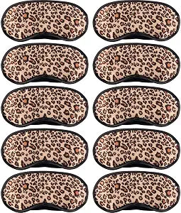 10 Pack Sleep Mask, Leopard Eye Masks Shade Cover for Sleeping, Shift Work, Naps, Travel Pouch Night Blindfold Airplane Relaxing Eyeshade Cover with Nose Pad for Men Women