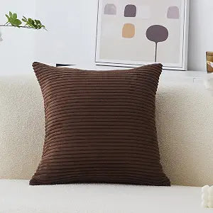 Home Brilliant Large Throw Pillow Striped Plush Velvet Euro Sham Decorative Pillowcase for Chair Large Pillow Cover for Couch Patio Furniture Floor Decor, 24 x 24 inch (60cm), Brown