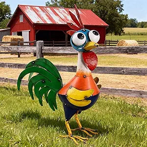 Ratuor Large Metal Rooster Decor Garden Statue Chicken Yard Art Kitchen Outdoor Decoration Gifts for Women Mom