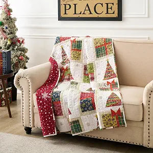 Greenland Home Fashions Deck The Halls Novelty Holiday Quilt, Throw Size