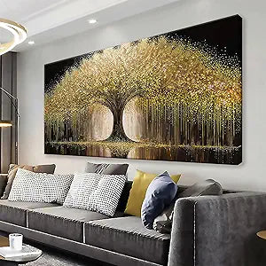 Golden Tree Of Life Wall Art Decor Modern Art Wall Decor Ready To Hang Artwork Canvas Wall Art For Bedroom Living Room Bathroom Office Kitchen Canvas Prints 20x40 Inch