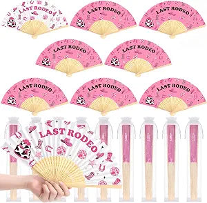 Novabright 8 Set Last Rodeo Bachelorette Hand Fans Cowgirl Disco Pink