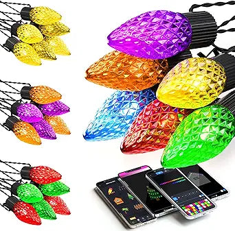 Smart C9 Christmas Lights Outdoor, 100FT 150 LEDs, APP Remote Controlled RGB String Lights with 80+ Modes Color Changing DIY Chasing Xmas Waterproof String Light for Patio Xmas Decor