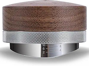 54mm Espresso Distribution Tool Walnut Coffee Distributor Adjustable Depth Stainless Steel Espresso Leveler Compatible with Breville Espresso Machines