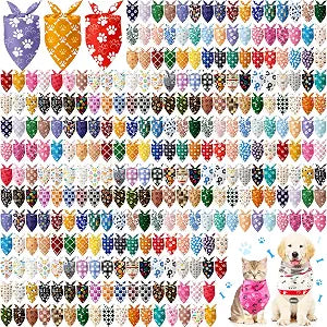 Kacctyen 300 Pcs Dog Bandanas Bulk Large Bandanas with Funny Paws Pattern Washable Pet Scarfs Bibs for Small Medium Large Dogs Cats Daily Holiday Party Costume Accessories Grooming Supplies