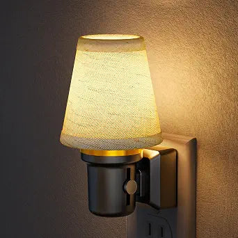 Briignite Night Lights Plug into Wall Linen Fabric Lamp Shade Night Light
