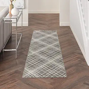 Nourison Home Jubilant Grey 2'3" x 7'3" Area Rug - Easy Clean, Non Shedding, Bed Room, Living Room, Dining Room, Kitchen (7' Runner)