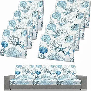 Spiareal 8 Pcs Waterproof Patio Stretch Sofa Cushion Cover, Outdoor Cushion Cover Replacement Include 4 Backrests and 4 Cushions, Sofa Seat Covers Furniture Protector(Coral)