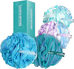 Loofah 4 Pack 75g Extra Large Loofa Set Bath Sponge Puffs for Shower