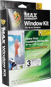 Duck MAX Strength Heavy Duty Insulating Film Window Kit, 3-Window, 62-Inch x 126-Inch, Indoor, 284351