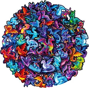 50Pcs Neon Dragon Stickers Pack, Waterproof Graffiti Trippy Decals for Laptop, Skateboard, Kindle, Journal, Scrapbooking, Water Bottle, Hydro Flask, Computer