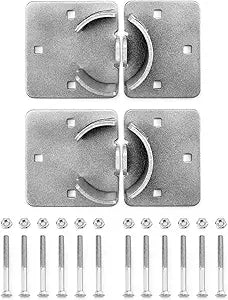 QWORK Heavy Duty Puck Lock and Hasp, 2 Pack High Security Steel Hidden Shackle Keyed Alike Padlocks with Keys for Trucks, Gates, Vans and Vending Machines
