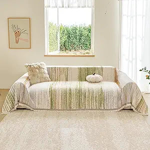 Boho Couch Covers Sofa Covers for 3 Cushion Washable, Loveseat Slipcovers for Dogs, Pet L Shape Sectional Protector, Farmhouse Sofa Slipcover, Chenille, Sage Green, 71"x134"