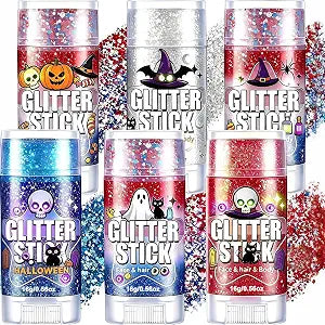 AROIC 6Pcs Hair Glitter Stick, 4 Styles Face & Body Glitter Makeup