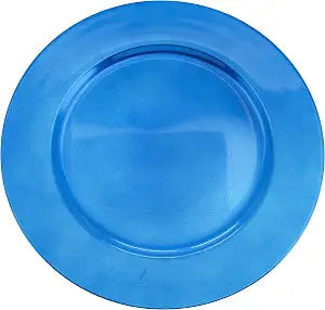 SARO LIFESTYLE Decorative Charger Plates, 13 Round Plastic Charger Plates, Set of 4  Elegant Table Dcor for Events, Weddings & Home Dining, Cobalt Blue