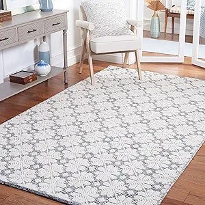 Martha Stewart x SAFAVIEH Area Rug Collection - 3' x 5', Ivory & Navy, Handmade Wool, Ideal for Living Room, Bedroom, Foyer, Accent Space (MSR3503N)